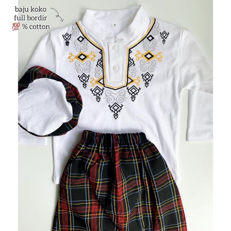 [0-12 BULAN] SETELAN Baju Koko Bayi Laki-Laki 0-12 bulan Ozuka Setelan Aqiqah Sarung dan Peci Sarkoci / SETELAN BAJU MUSLIM LEBARAN HARI RAYA SARKOCI SARUNG KOKO PECI BAYI BABY SARKOCI SUIT