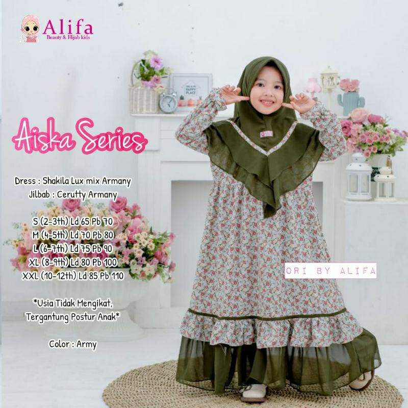 Aiska series gamis anak murah original by Alifa