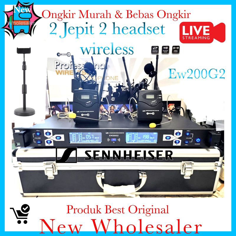 Mic wireless Jepit Clip on headset Bando sennheisier Ew200 G2 plus Koper
