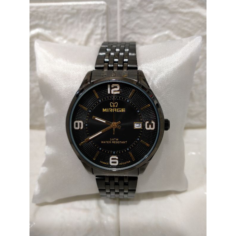 MIRAGE ARP 8743-M JAM TANGAN PRIA RANTAI STAINLES STEEL WATER RESISTANT 3ATM