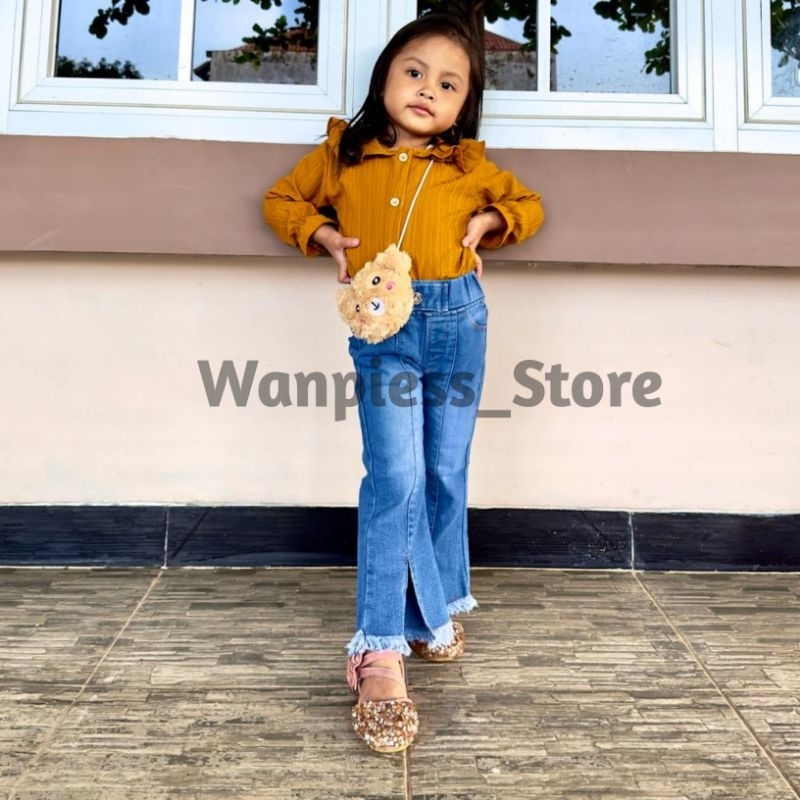 Kemeja Blouse Anak Perempuan Umur 2-7 Tahun Kain Lady Cruse Dan FREE TAS BONEKA