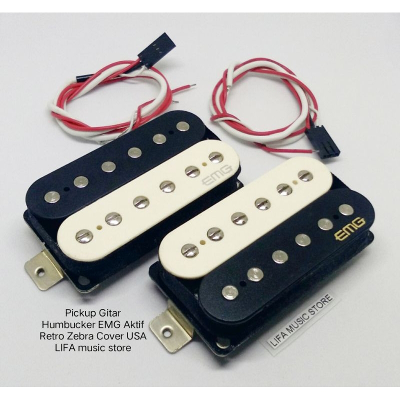 Pickup Gitar Humbucker EMG Aktif Retro Zebra Cover USA