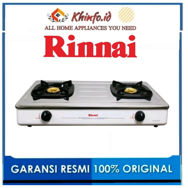 RINNAI 2 TUNGKU RI602E(W)KOMPOR GAS RI602E(W)PUTIH/RI602E(W)100% ORIGINAL