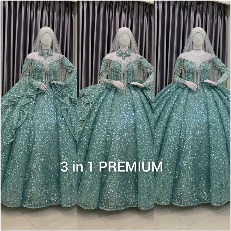 TERBARU//GAUN WEDDING BARBIE BELIMBING SEQUIN//BARBIE HARNET PREMIUM//TILE AKAR GAUN