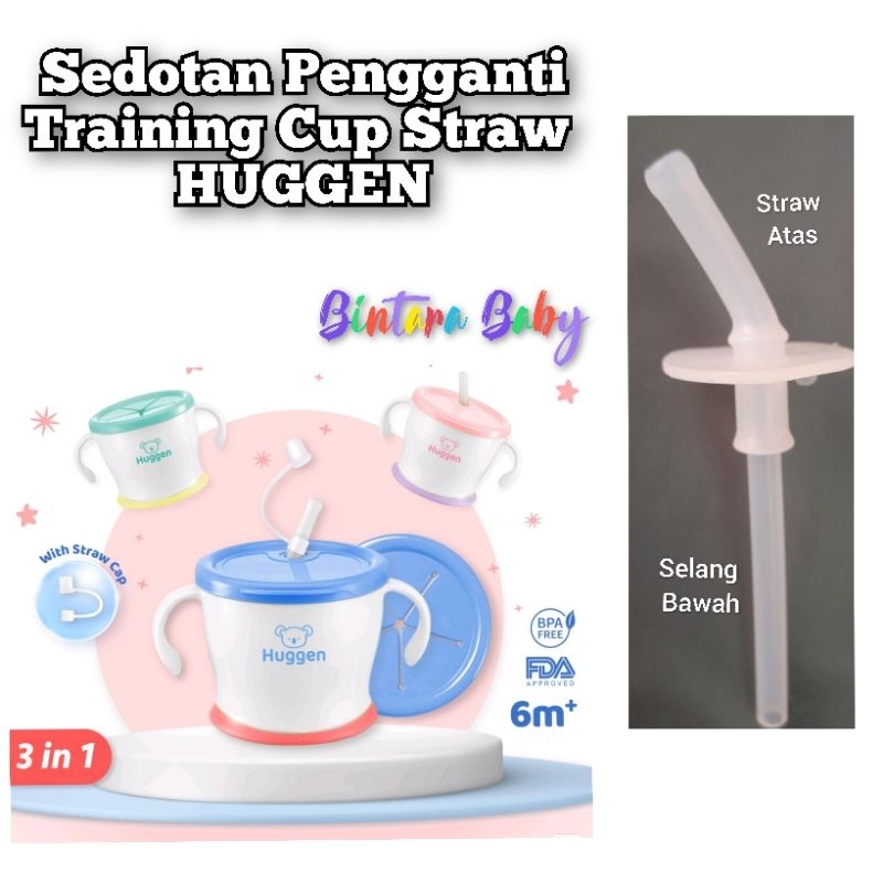 Sedotan Pengganti Botol Minum HUGGEN Training Cup Bayi - Straw Training Mug Baby Gelas Susu Anak Sedotan Anti Tumpah Anti Pecah / Gelas Minum Cangkir Bayi Belajar Minum / Straw Replacement