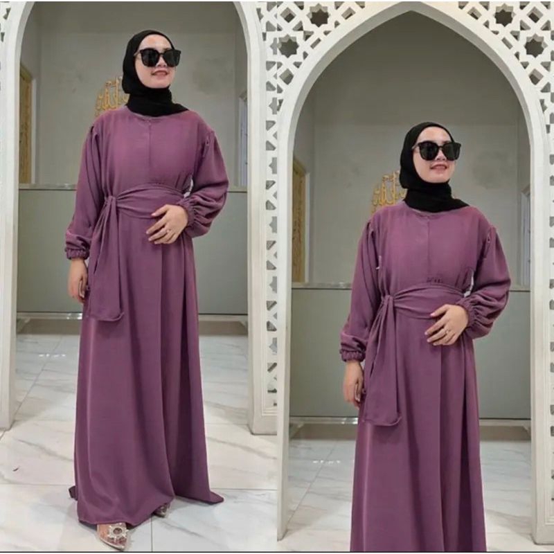 Raline dress crinkle gamis cringkle polos