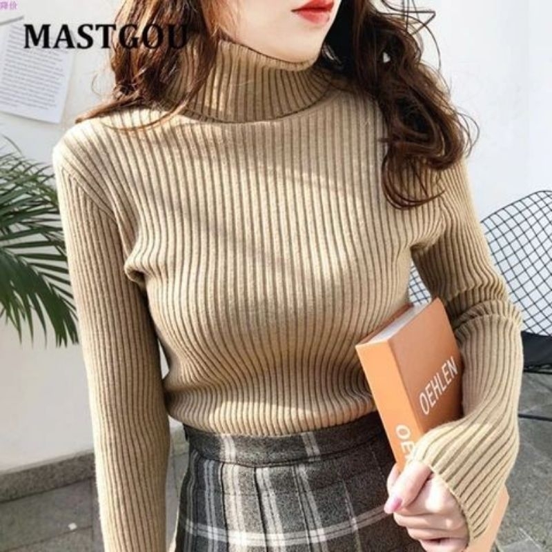 SN - TURTLENECK/LONGNECK sweater rajut wanita ribbed