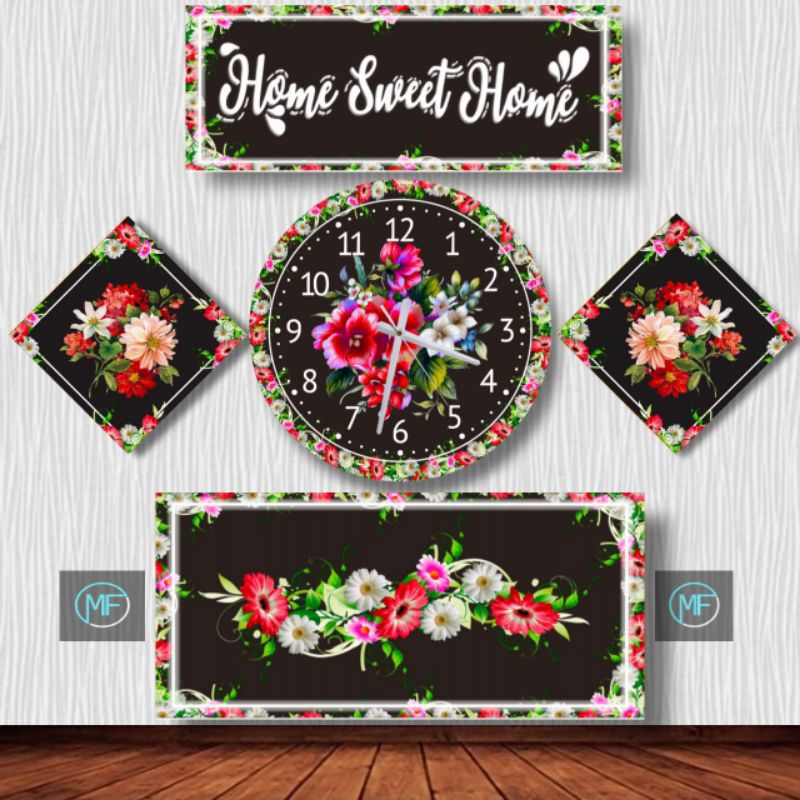 Jam Dinding Minimalis Kaligrafi Unik 1 Set - Jam Dinding Kaligrafi Arab Besar Murah-2