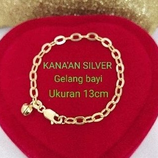 Gelang tangan bayi rantai rose gold 0-4 tahun+kerincingan perak asli 925/Silver lapisan emas kuning.