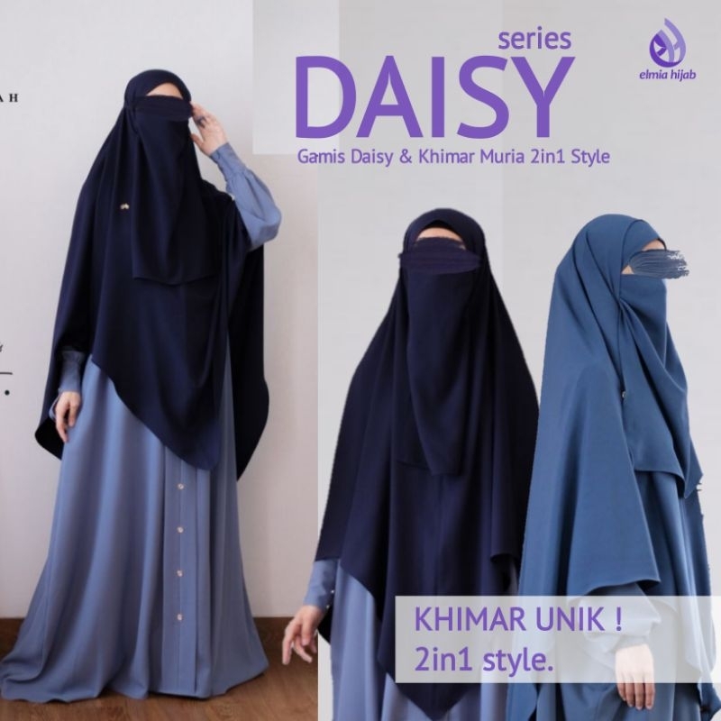 DAISY SERIES by Alfi Huraiyah SIZE M | Gamis syari premium | khimar muria 2in1 style FREE CADAR