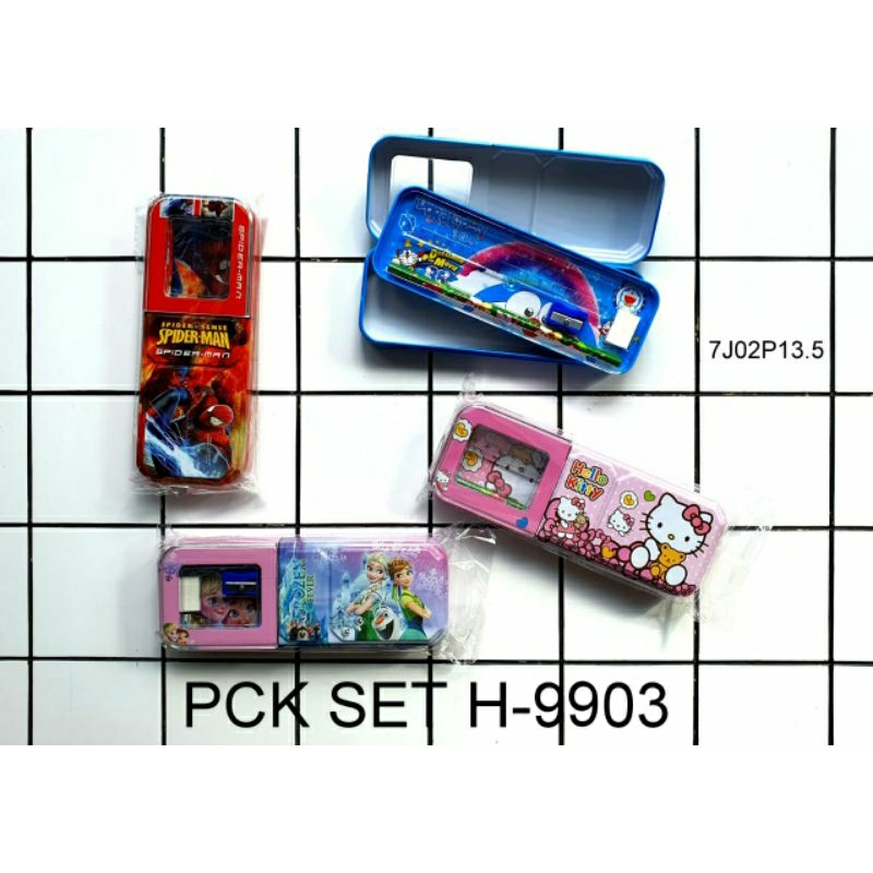 

kotak pensil kaleng + atk ...