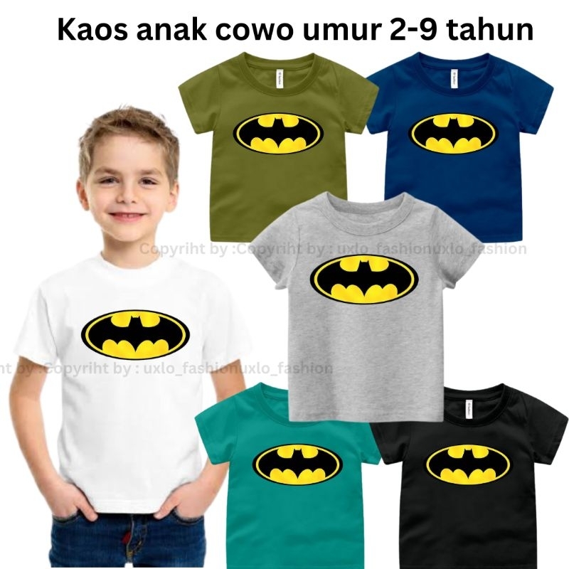 UXLO/KAOS ANAK LAKI-LAKI 1-10TAHUN/PAKAIAN ANAK COWOK KARAKTER/BAJU ANAK LAKILAKI SUPERHERO BATMAN