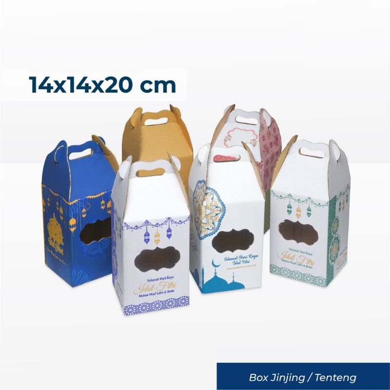 

Box 14X14X20 cm Jinjing (KUKER 500GR isi 3 Toples ) Kardus/Kue Kering/hampers/idul fitri/Iedmubarak