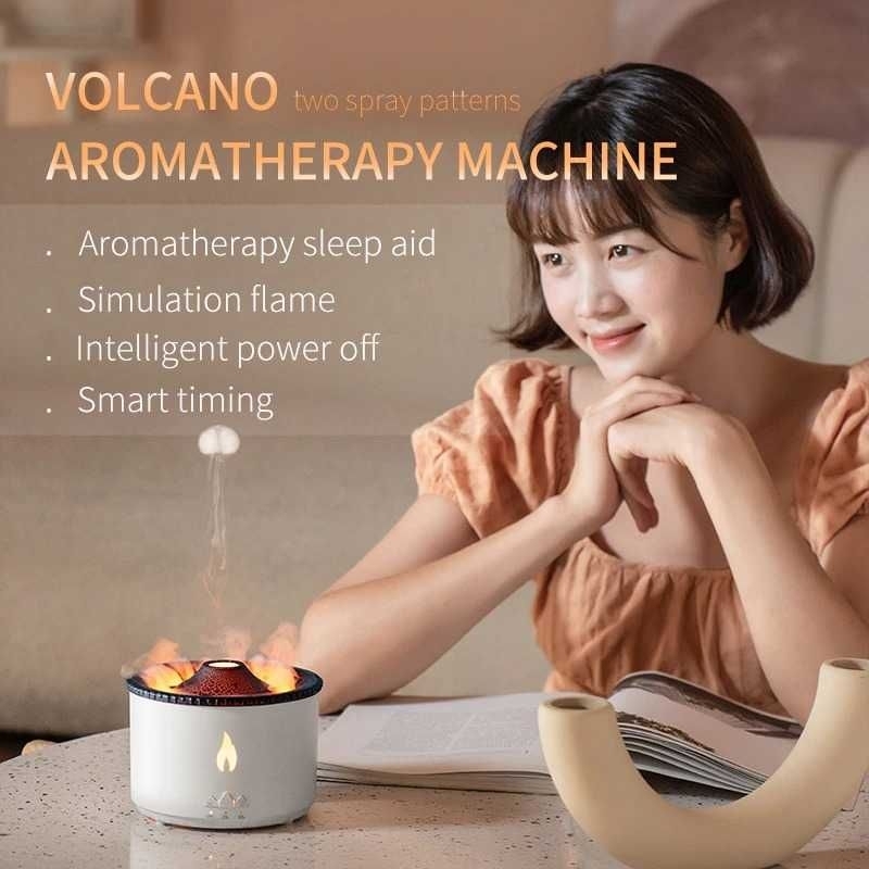 REUP Air Humidifier Diffuser Volcano Flame Essential Oil 10W 360ML - J-V19