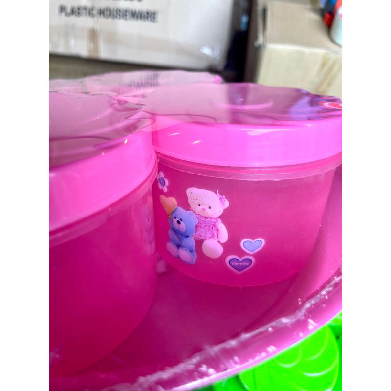 Toples Plastik Nampan Bulat - Tempat Penyimpanan Makanan Kue Kering - Toples Nampan Set Serbaguna Free Nampan