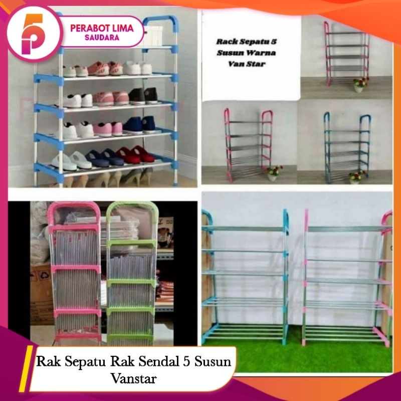 Rak Sepatu Sendal 5 Susun/ Rak Stainles/ Rak Besi Serbaguna/Rak Sepatu Vanstar