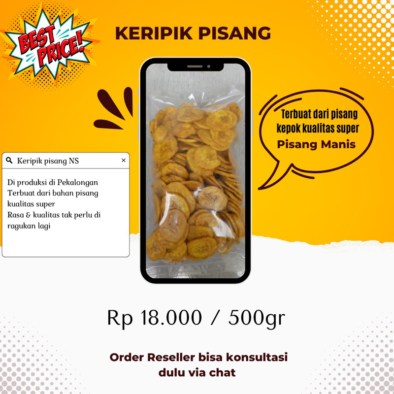 

Keripik pisang NS || Pisang kepok || Open Reseller || 500gr