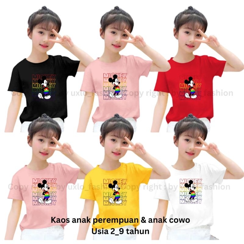 Baju kaos Atasan Anak Perempuan Dan Laki Unisex Umur 2-9 Tahun Gambar Kartun Miki Lucu Uxlo Fashion