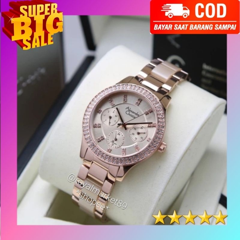 [PILIHAN WARNA LAIN GESER FOTONYA] ORI JAM TANGAN WANITA ALEXANDRE CHRISTIE ANALOG RANTAI KERAMIK AR