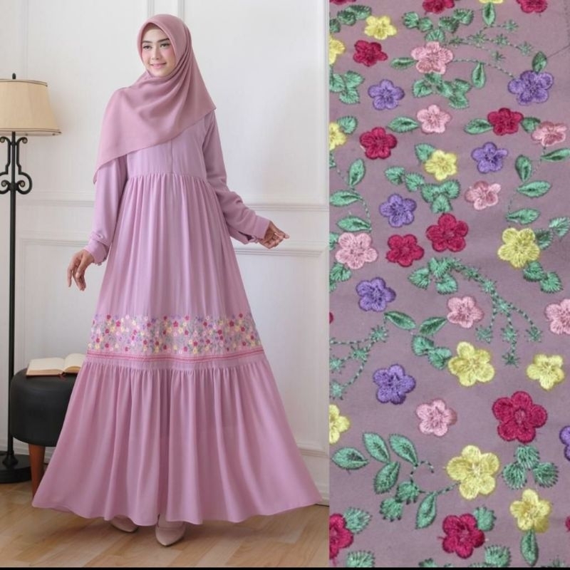 Gamis Ayunda Bordir Moscrepe All Size