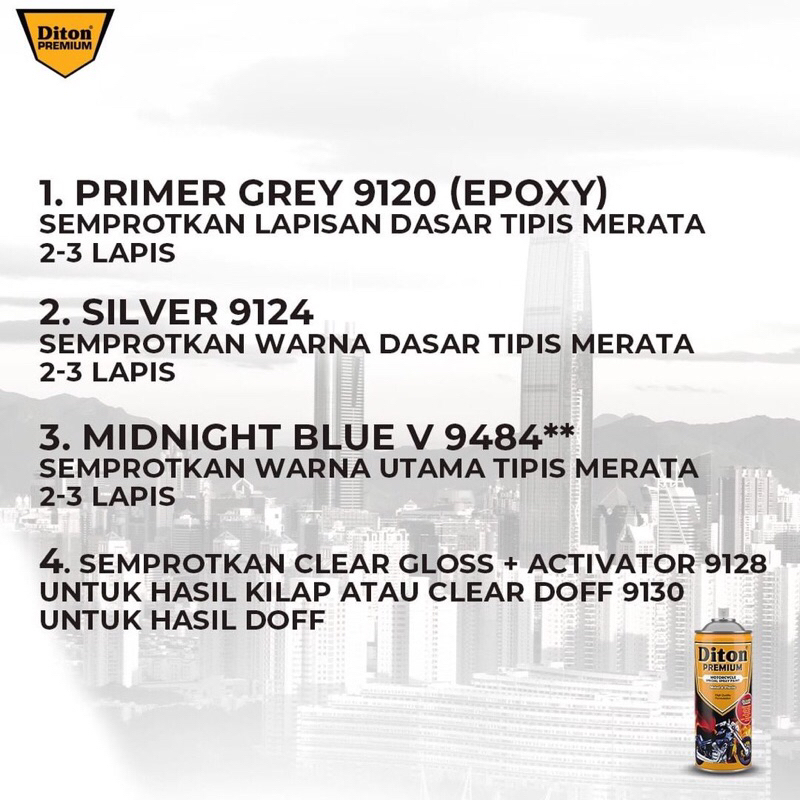 Cat Semprot DITON PREMIUM Midnight Blue V 9484** Vespa Colors