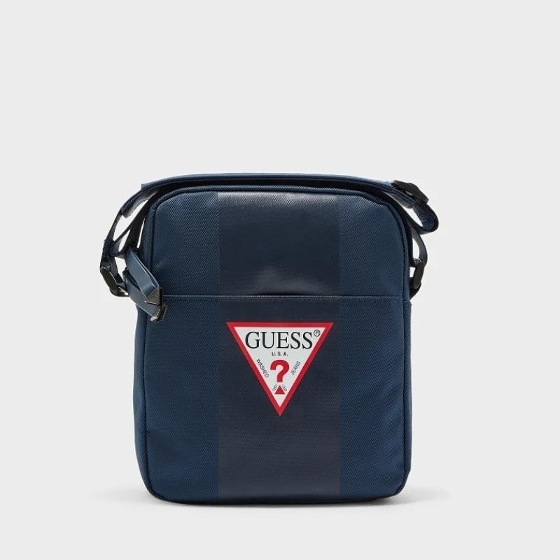 GUESSS MEN Stripe Detail Logo Messenger Bag