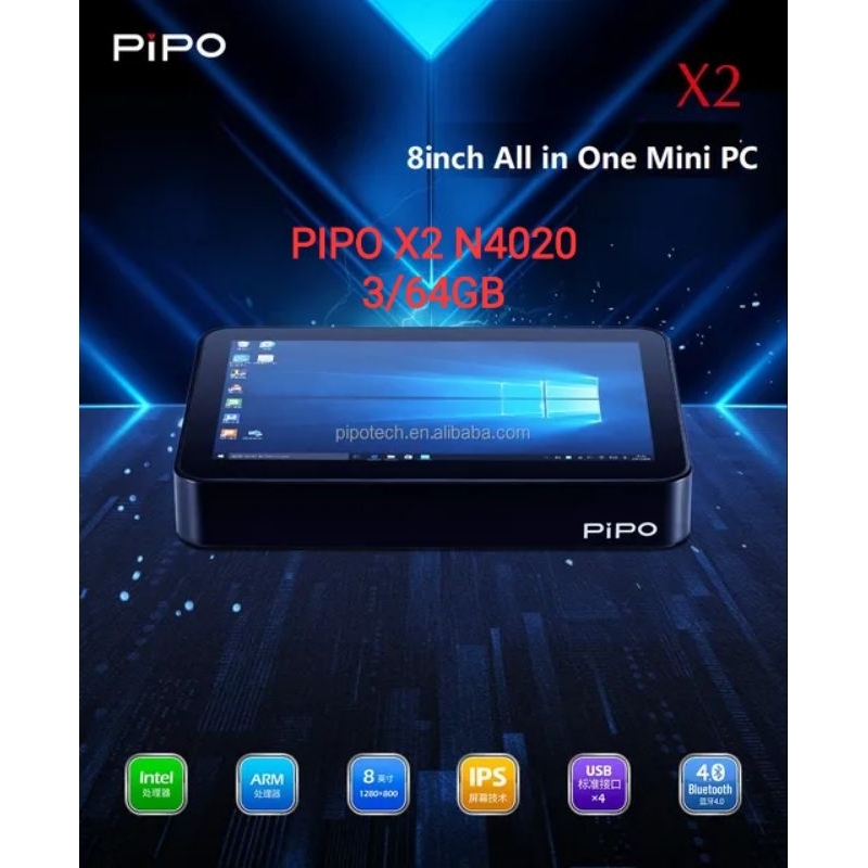PIPO X2 8 inci Intel N4020 QuadCore 4/64Gb Windows 10 Pro