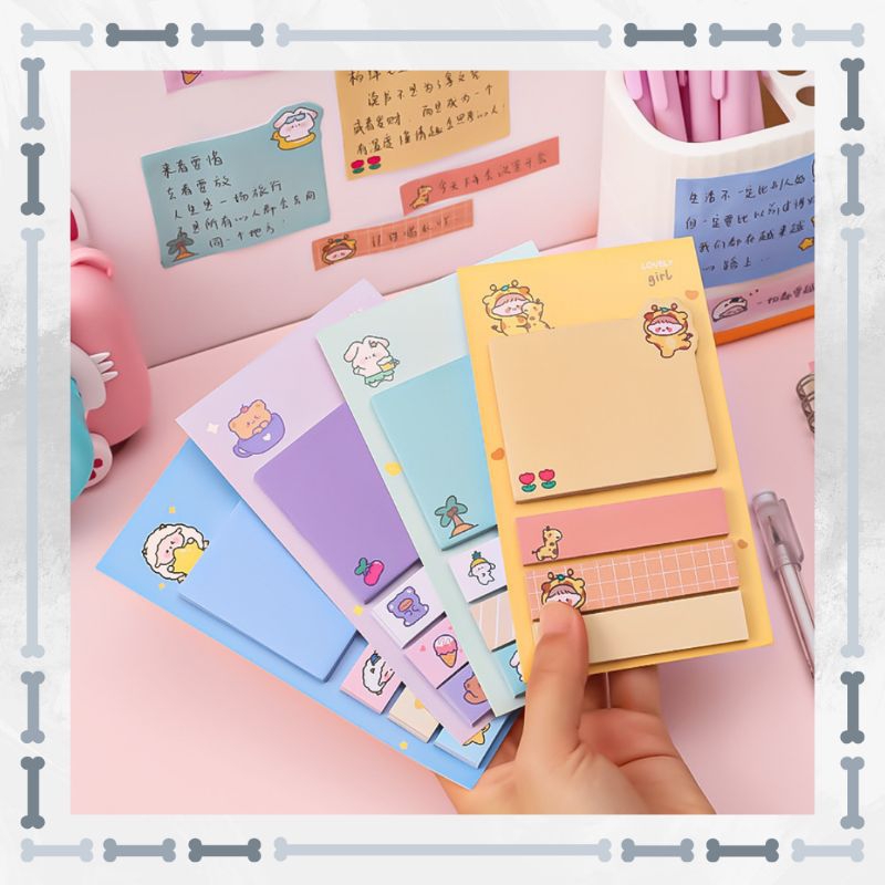 Sticky Notes / Kertas Tempel Warna Warni Motif Karakter Lucu 4 in 1