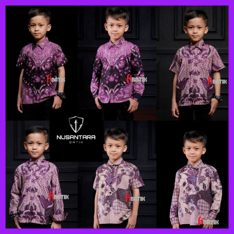KEMEJA BATIK ANAK SPESIAL WARNA UNGU /LILAC/PURPLE Kemeja Batik Anak Pria Modern Lengan Panjang Pendek Casual Modis Trendy Masa Kini OL 162 untuk usia 2-13tahun