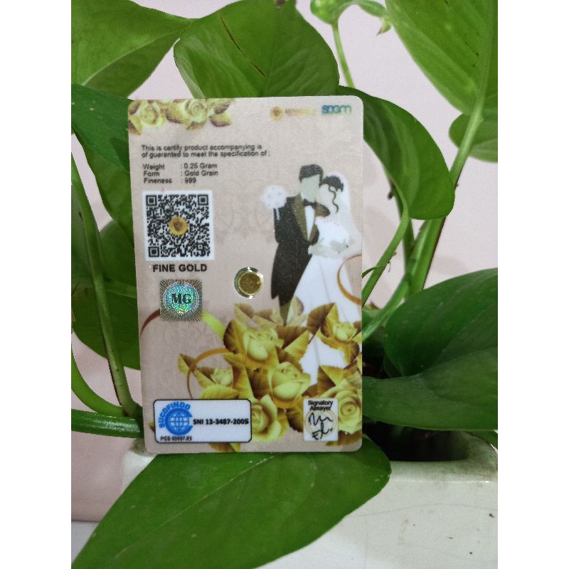MiniGold Wedding Series 0.25 gram | logam mulia 24 karat | emas batangan murni | fine gold 99.99% | 