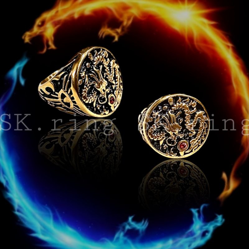 Cincin Skull NAGA / DRAGON RING Gold TNT