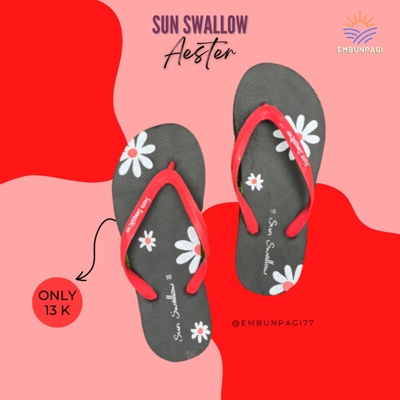 Sandal Jepit Wanita Motif Bunga Aster/Aester Sun Swallow