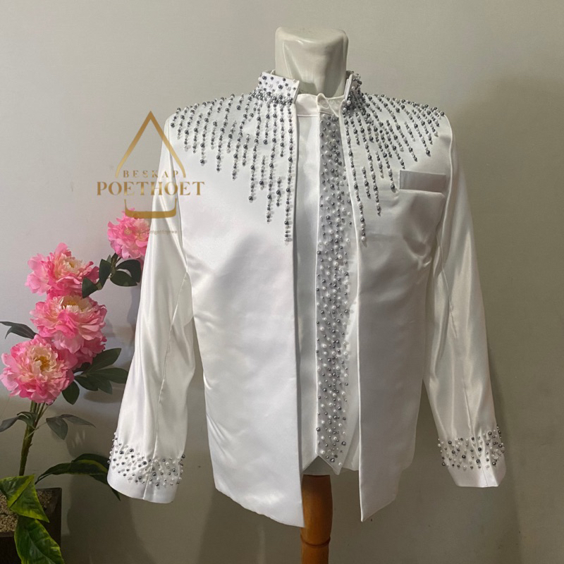 jas pengantin basofi akad nikah resepsi mutiara putih broken white putih bw