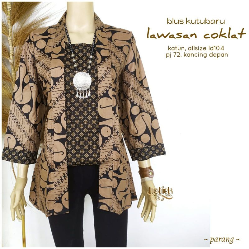 Atasan Batik - Blus Kutubaru Lawasan Coklat