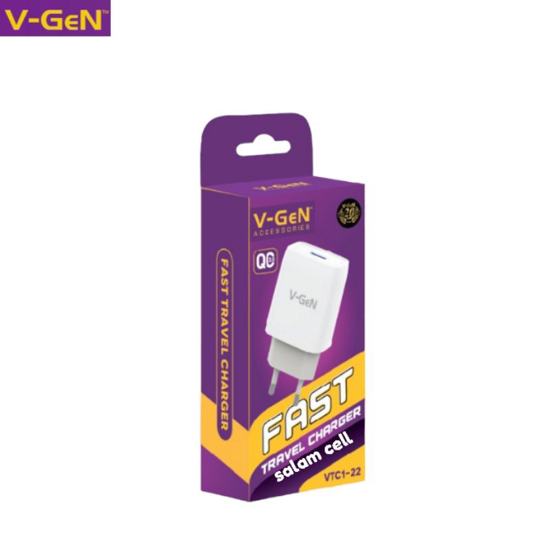 Charger V-Gen VCT1-22 18W Quick Charge 3.0 Original Vgen Vct1 22 Garansi Resmi