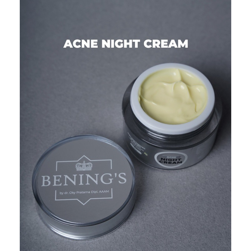Acne Night Cream (R1) Bening Skincare Cream Malam Jerawat dan Beruntus Benings Clinic