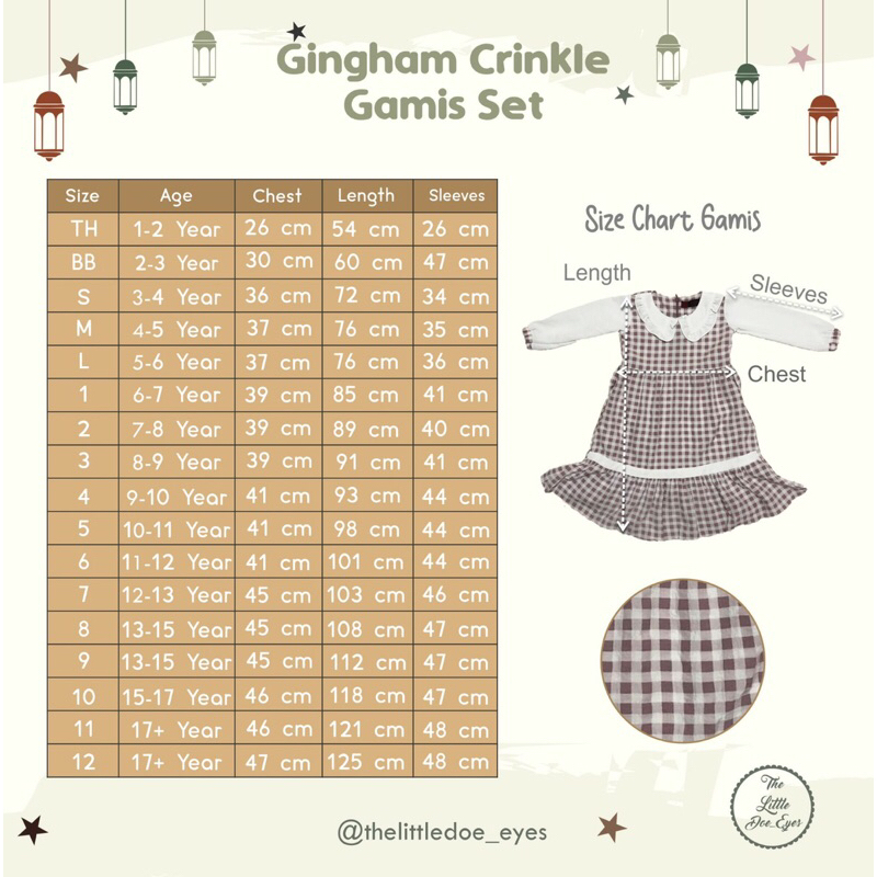 [READY] Gingham Crinkle Gamis Set (Size 6-17 Tahun)