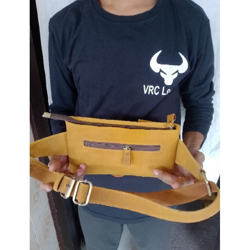 Tas Waistbag full Kulit Sapi Asli Crazy Horse