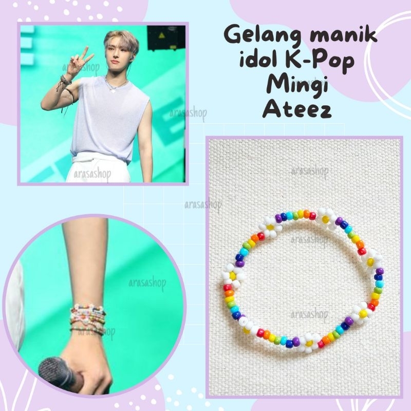 gelang mingi Ateez | mingi ateez bracelet | gelang manik ateez | gelang idol kpop korea | gelang ate
