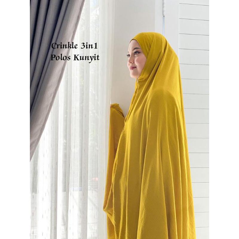COD Mukena Polos Crinkle 3 in 1 Dewasa Jumbo