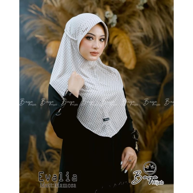 (Basya Hijab) EVALIA •jilbab instan jersey mamosa•hijab instan pet tali