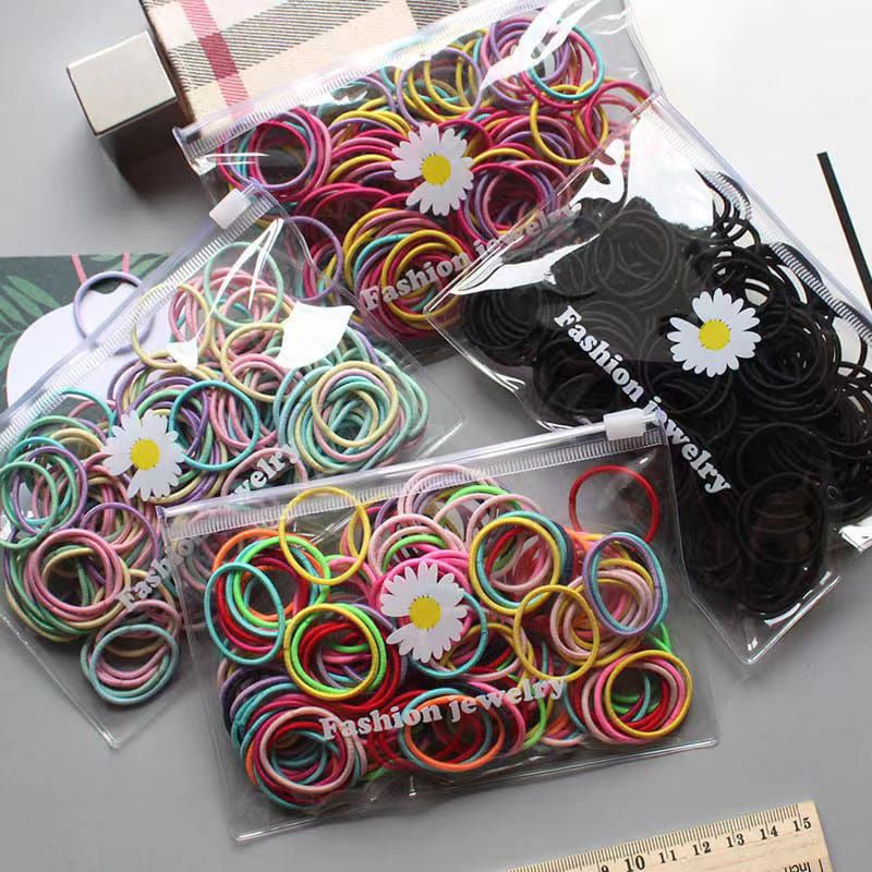 Karet ikat rambut 100pcs free pouch