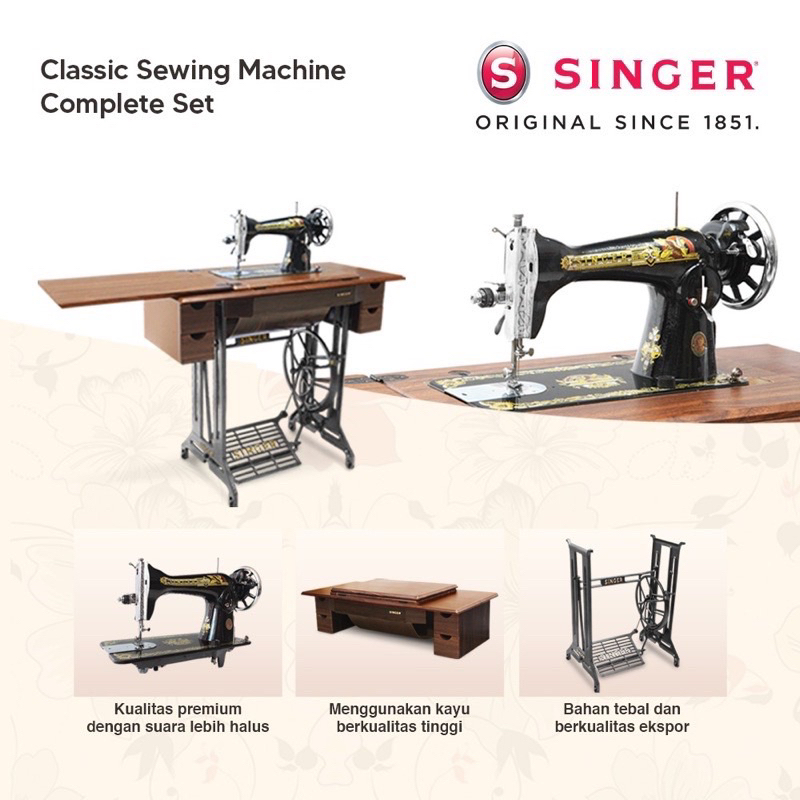 SINGER JKB 15 CL CLASS MESIN JAHIT MANUAL TRADISIONAL KLASIK FULL SET