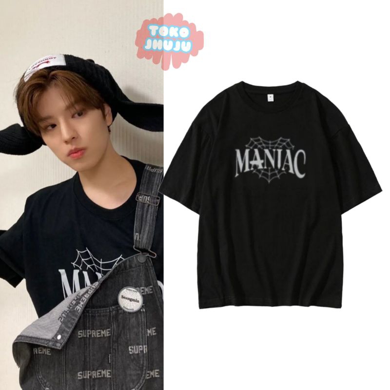 Kaos Seungmin Stray Kids Maniac Jaring Sablon Silver