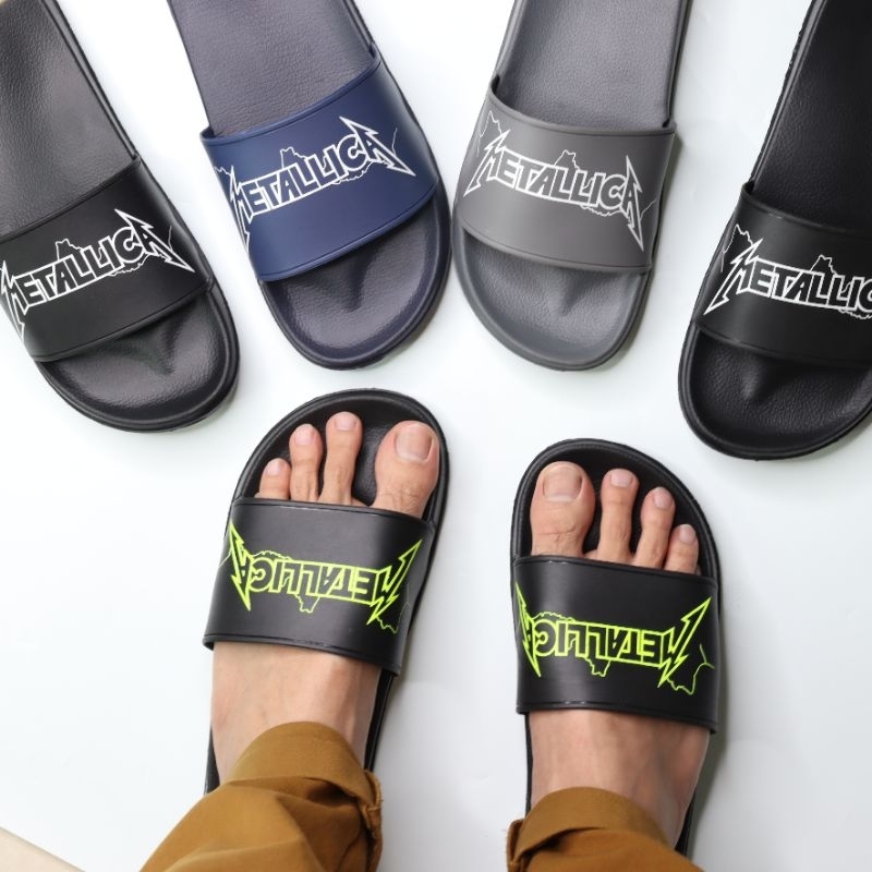 (METALICA) SANDAL SLOP SLIDE PRIA KEREN SLIP ON