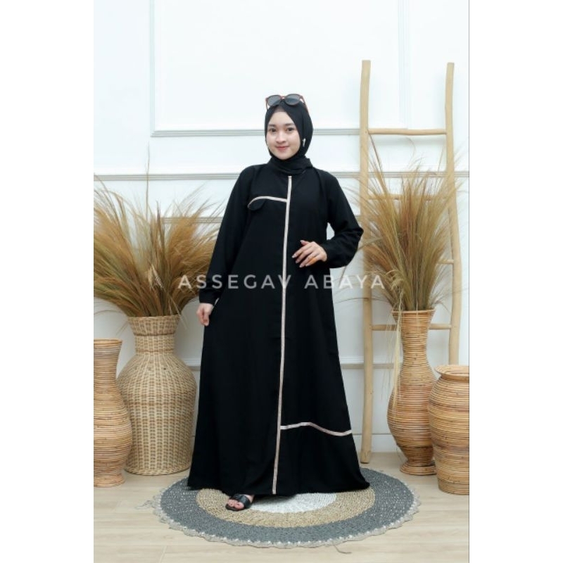 Abaya Hitam List Gamis Saudi Maxi Dress Fashion Muslim Jubah Wanita