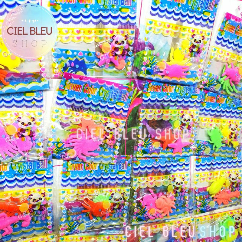 [ 1 PAPAN / 24 PCS ] MAINAN RENDAMAN BOLA  ANIMAL + BIO GEL ( BUKAN POLOS ) CRYSTAL BALL MAINAN ANAK