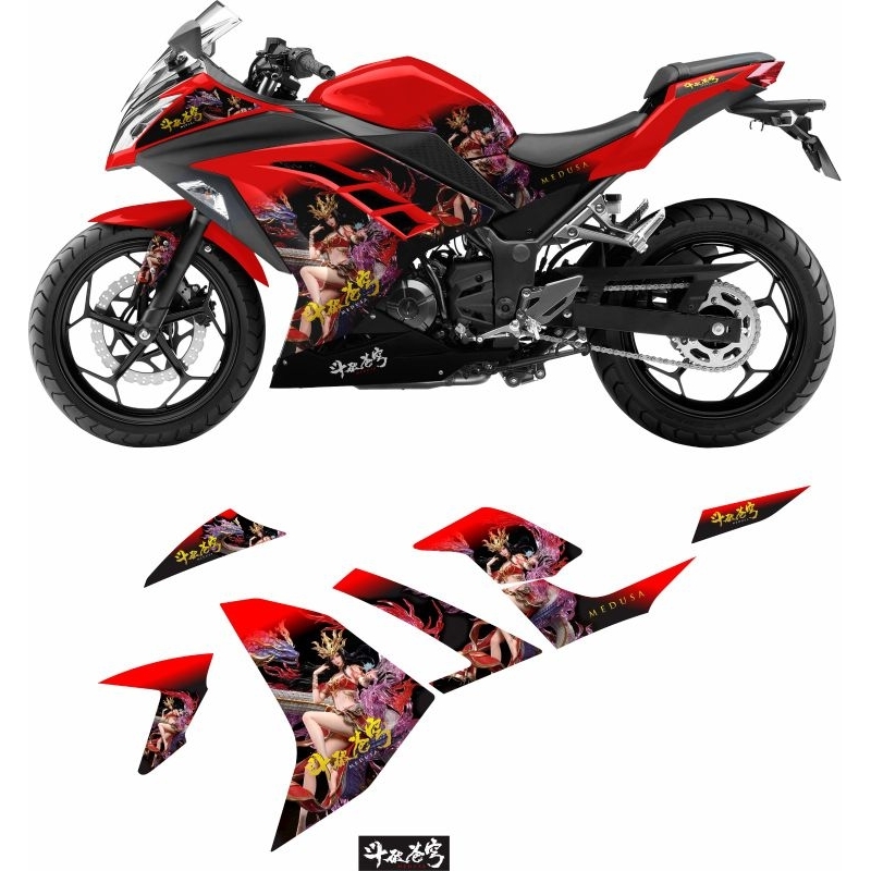 Striping Kawasaki Ninja 250 Fi Edisi Anime Custom / Striping Stiker Variasi Decal semi full