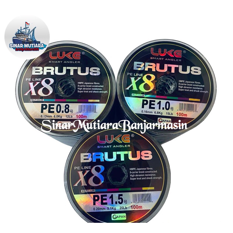 Benang Pe luke brutus x8 100M (multicolour)
