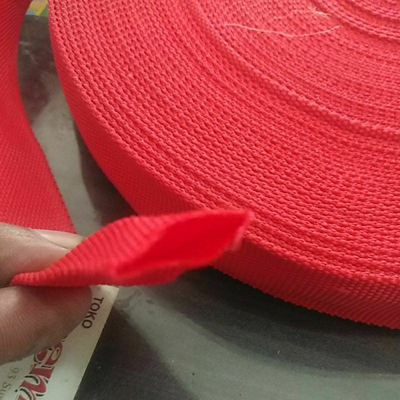 bisban tebal webbing doble bisban tubular warna ukuran 2,5 cm 1 rol 27 meter